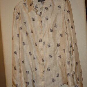Alexander McQueen Button-Up Silk Skull Button Up Shirt Gray Size IT 36 UK 8 US S